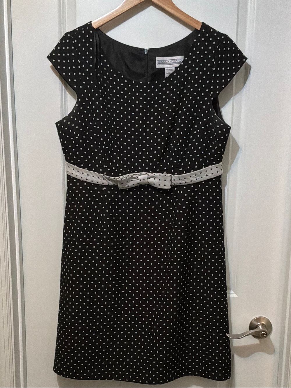 Classic Black Polka Dot Belted Dress size 14